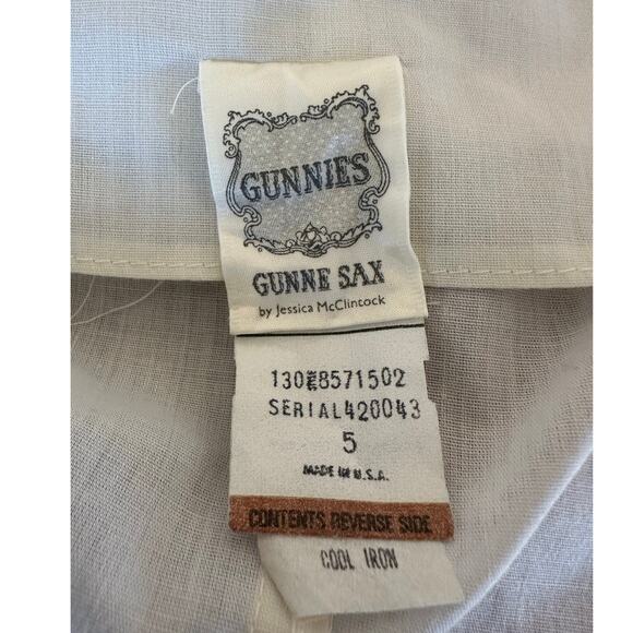 VTG 70s Gunne Sax Victorian Style Ivory Peasant Blouse Lace Pearl Button Up XXS - Picture 7 of 8